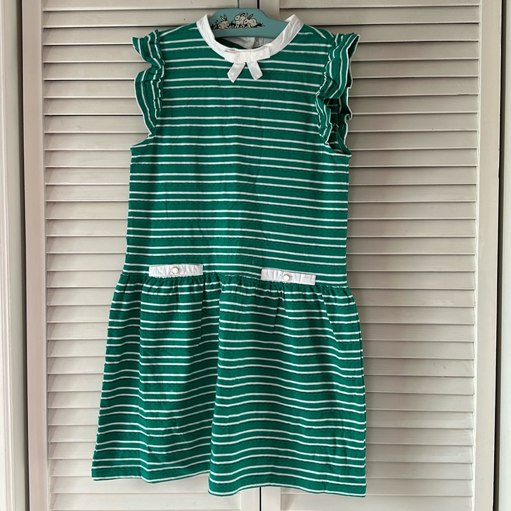 Janie and Jack green and white summer dress, size 10